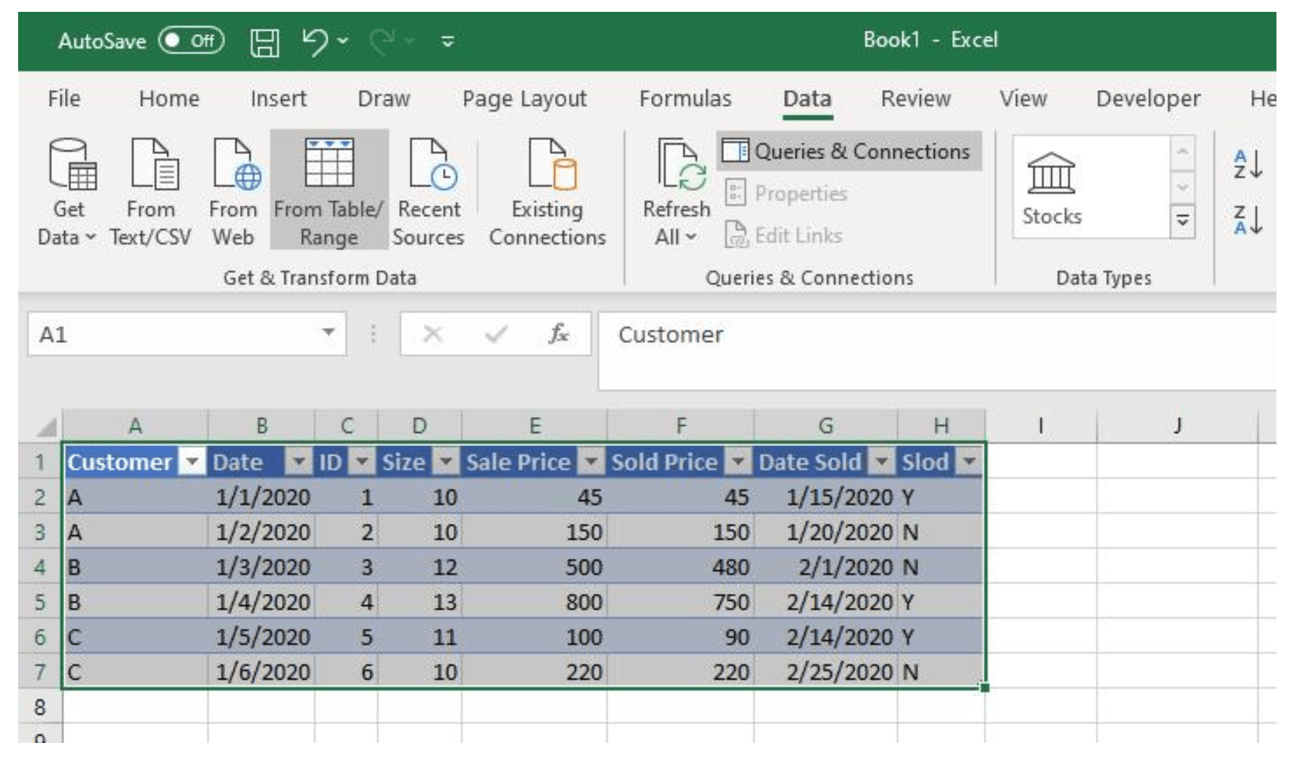 Excel Raw Data Example
